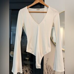 Free People Ribbed V-Neck Bodysuit